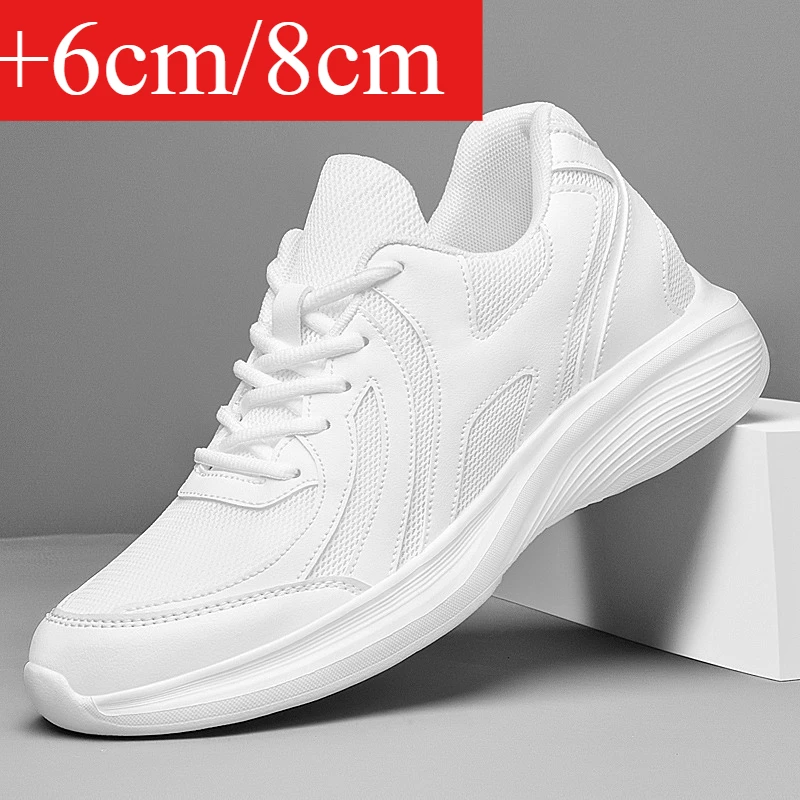 

New Men's Sneakers Elevator Shoes Heightening Height Increase Insole 6-10CM High Heels Shoes Leather Sport Shoes Men Shoes