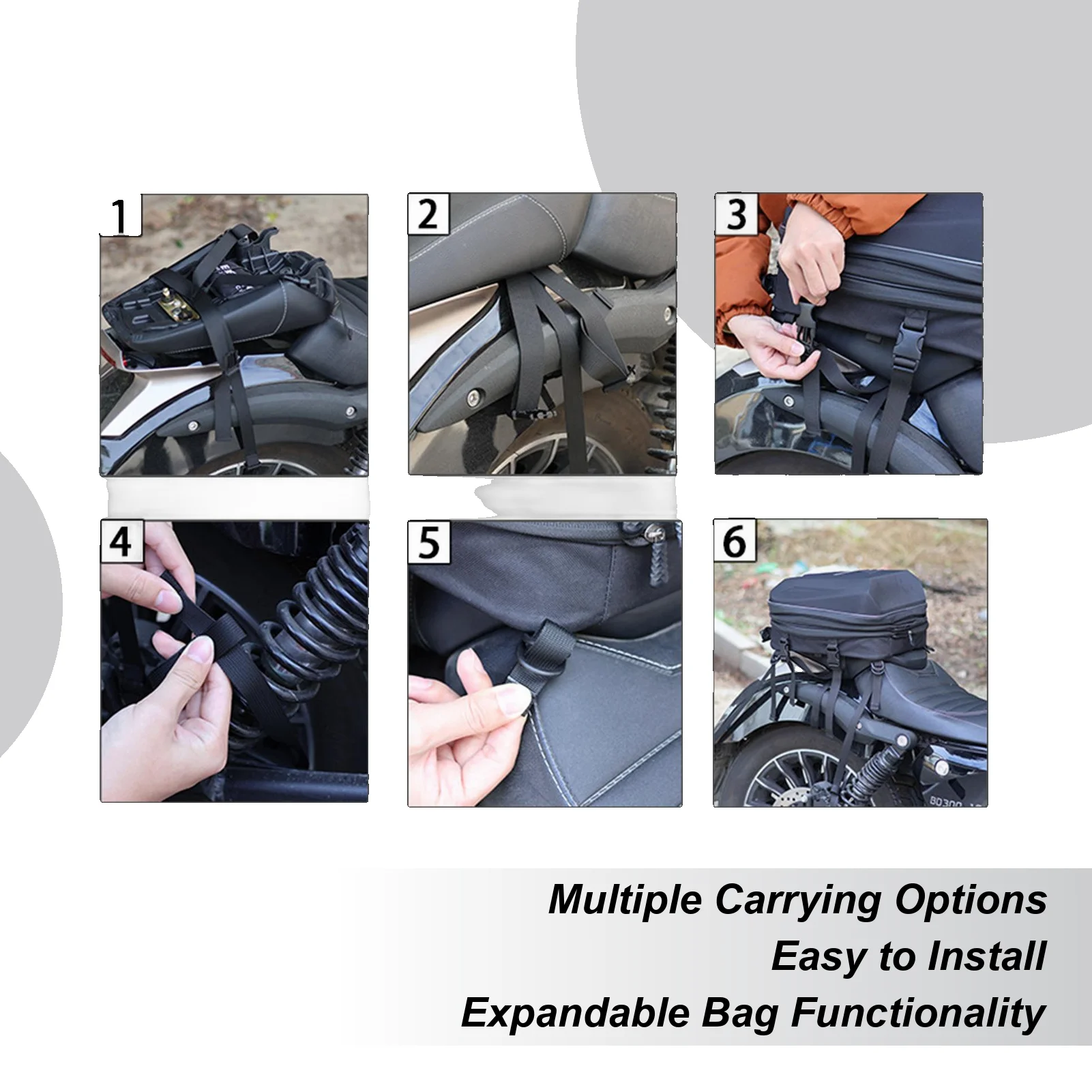 Motorcycle Seat Bag 20L-28L Expandable Storage Handbag Waterproof Motorcycle Helmet Bag For Motorbike Scooter Dirt Bike Touring