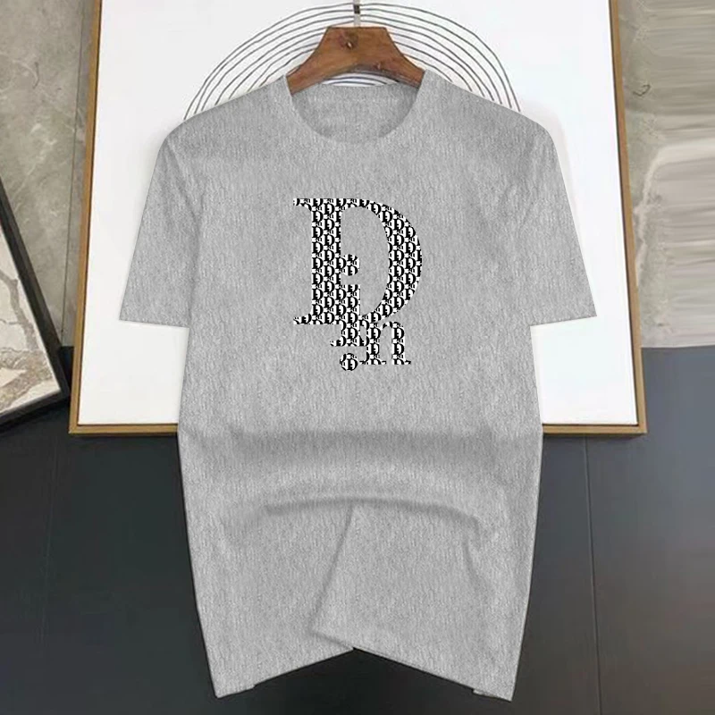 Din Letter Print Men T Shirts Korean Fashion Summer TShirt Casual Clothing Harajuku Short Sleeve Tops Tees Men\'s