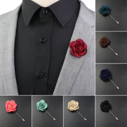 Men's Handmade Fabric Flower Brooches Floral Brooch Pin Corsage Collar Lapel Pin Wedding Boutonniere  Jewelry Clothes Accessory