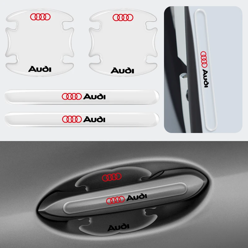 Car Door Bowl Handle Protector Stickers Transparent Anti-scratch For Audi sline A4 B7 B8 B9 A3 8P 8V 8L A5 A6 C6 C5 C7 4F A1 A7 