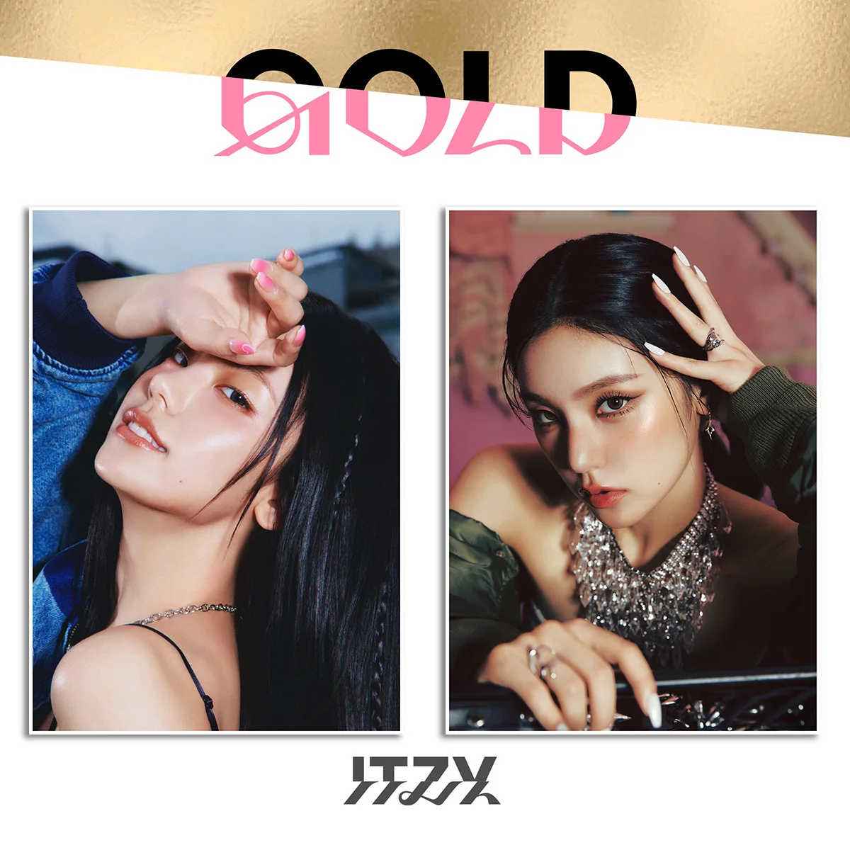 2Pcs/Set Kpop ITZY New Album GOLD Poster High Quality INS Style Self Adhesive Poster Bedroom Wall Stikers RYUJIN YEJI Fans Gifts image 5