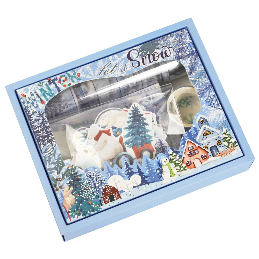 Set di scrapbooking Set di scene di neve invernale Adesivi Carta da lettere Washi Tape Decorazione di album fai da te Forniture per scrapbooking