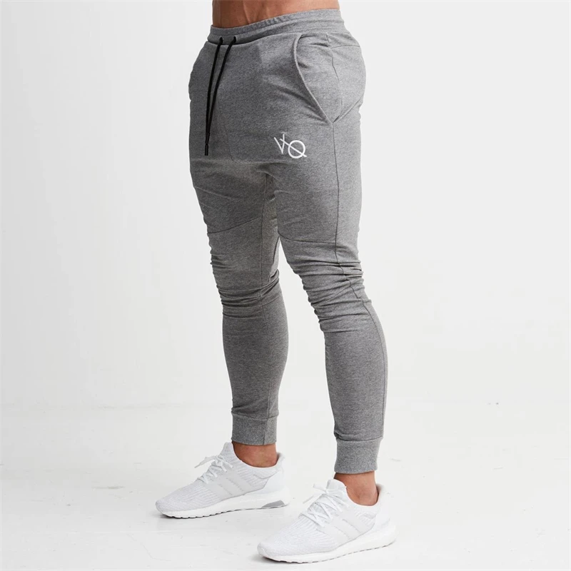 Cotton khaki slim trousers men\'s casual pants streetwear outdoor fashion pants embroidered letters fitness sports men\'s wear