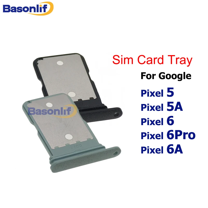 Basonlif Black White Sim Card SIM Tray Holder Replacement Parts For Google Pixel 5 5A 6 6Pro 6A
