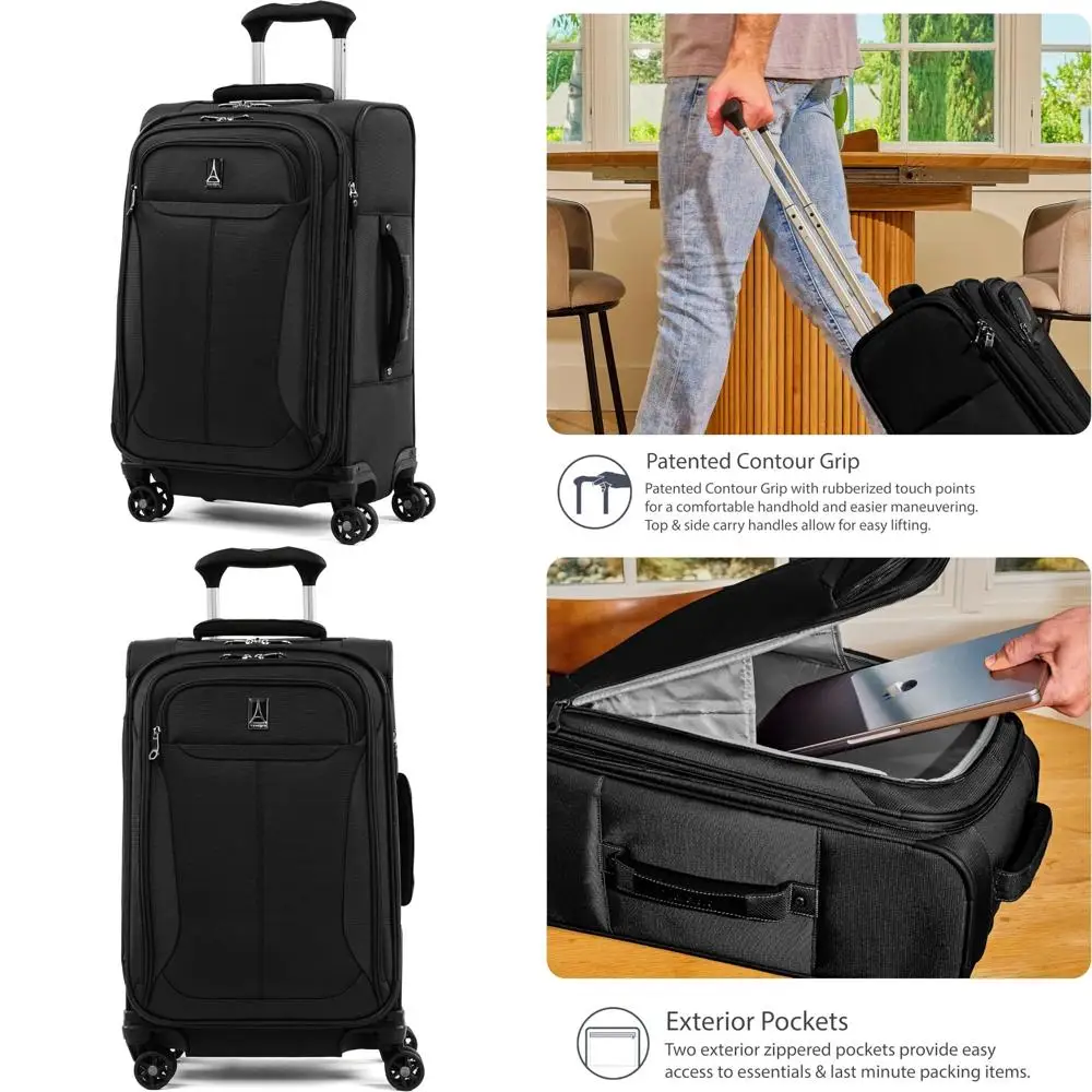 

Lightweight Expandable 4-Wheel Spinner Carry-On Luggage, 21-Inch, Black, Travel-friendly Suitcase