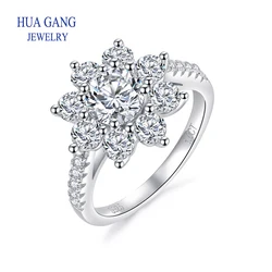 Sunflowers Women Rings with Brilliant 0.5ct 1ct Moissanite Luxury Engagement Rings Fashion Wedding Party Jewelry Drop Shipping