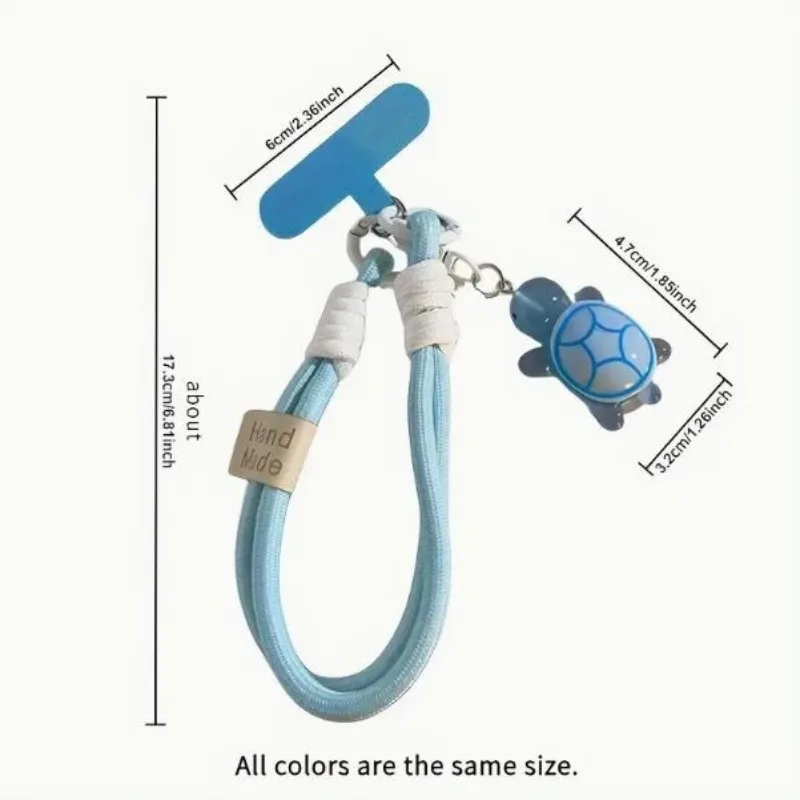 Cute Turtle Phone Case Hanging Rope With Keychain & Anti-Drop Clip Portable Short Braided Phone Wrist Strap Ideal Pendant Gift