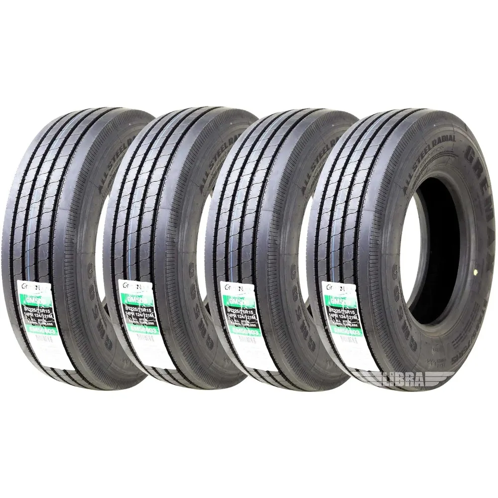 

Set 4 Heavy Duty All Steel Trailer Tires 225/75R15 14 Ply 124/121M 11150