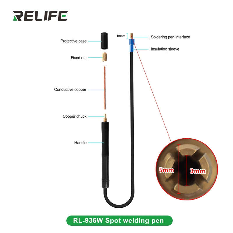 RELIFE Battery Spot Welder Soldering Pen Cable Needle For Mobile Phone Battery Welding RL-936WB Machine 1MM Meticulous Repair