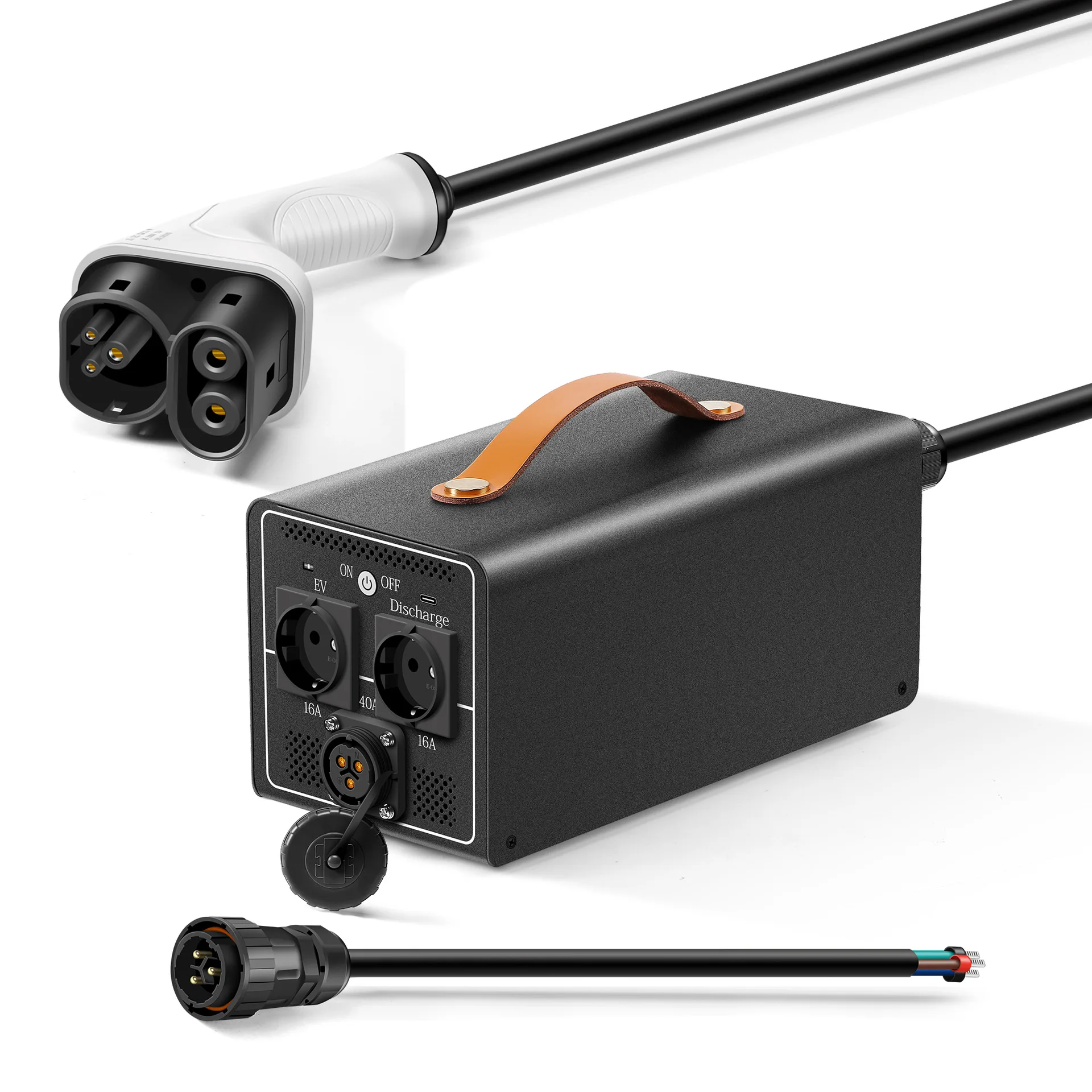 For Tesla EV car discharge gun device Europe 8KW/230V/50HZ CCS2+European Standard Socket/With 40A Wiring
