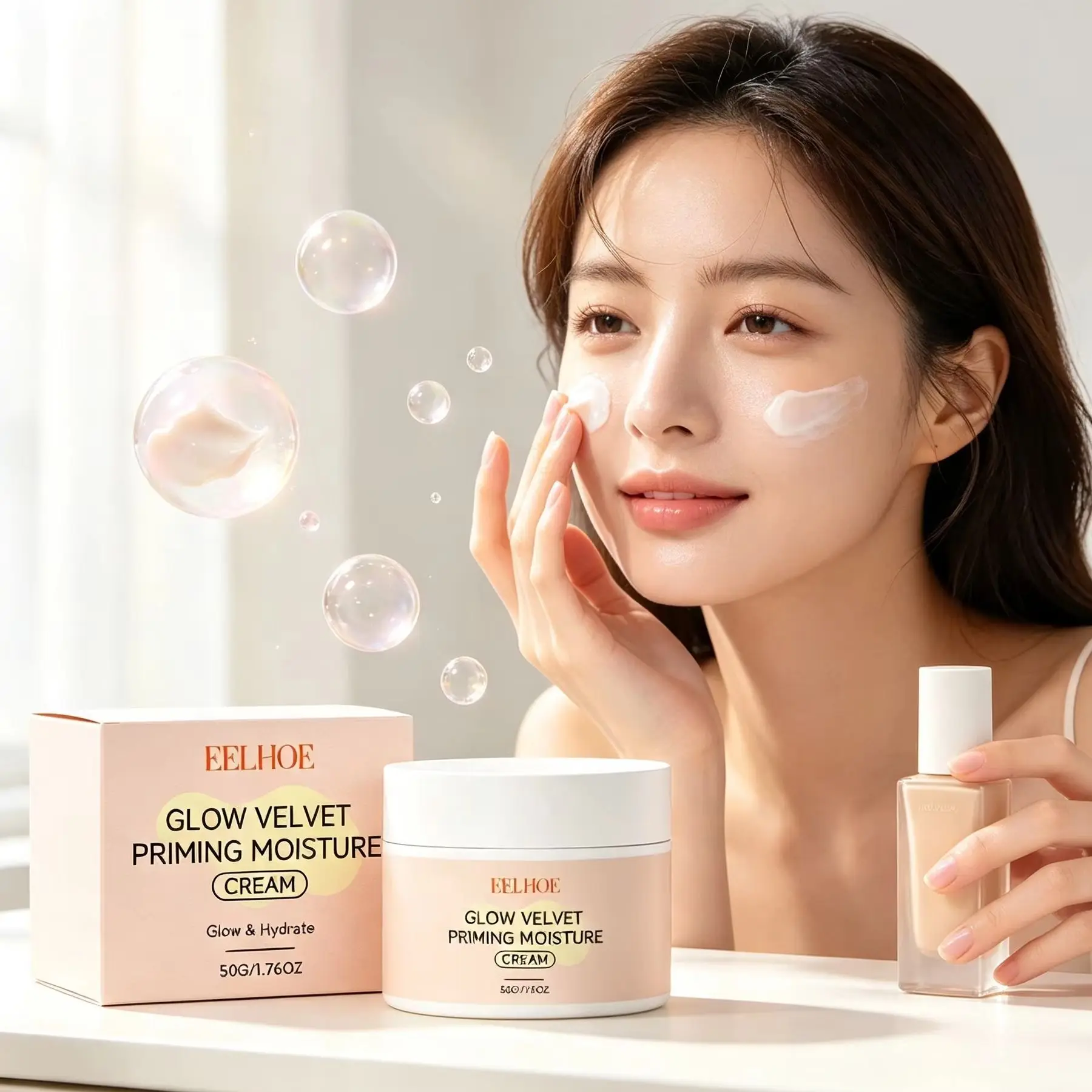 EELHOE Primer Makeup Base Oil Control Glow Skin Radiance Increased Deep Hydration Illuminating Face Cream Pre Makeup Moisturizer