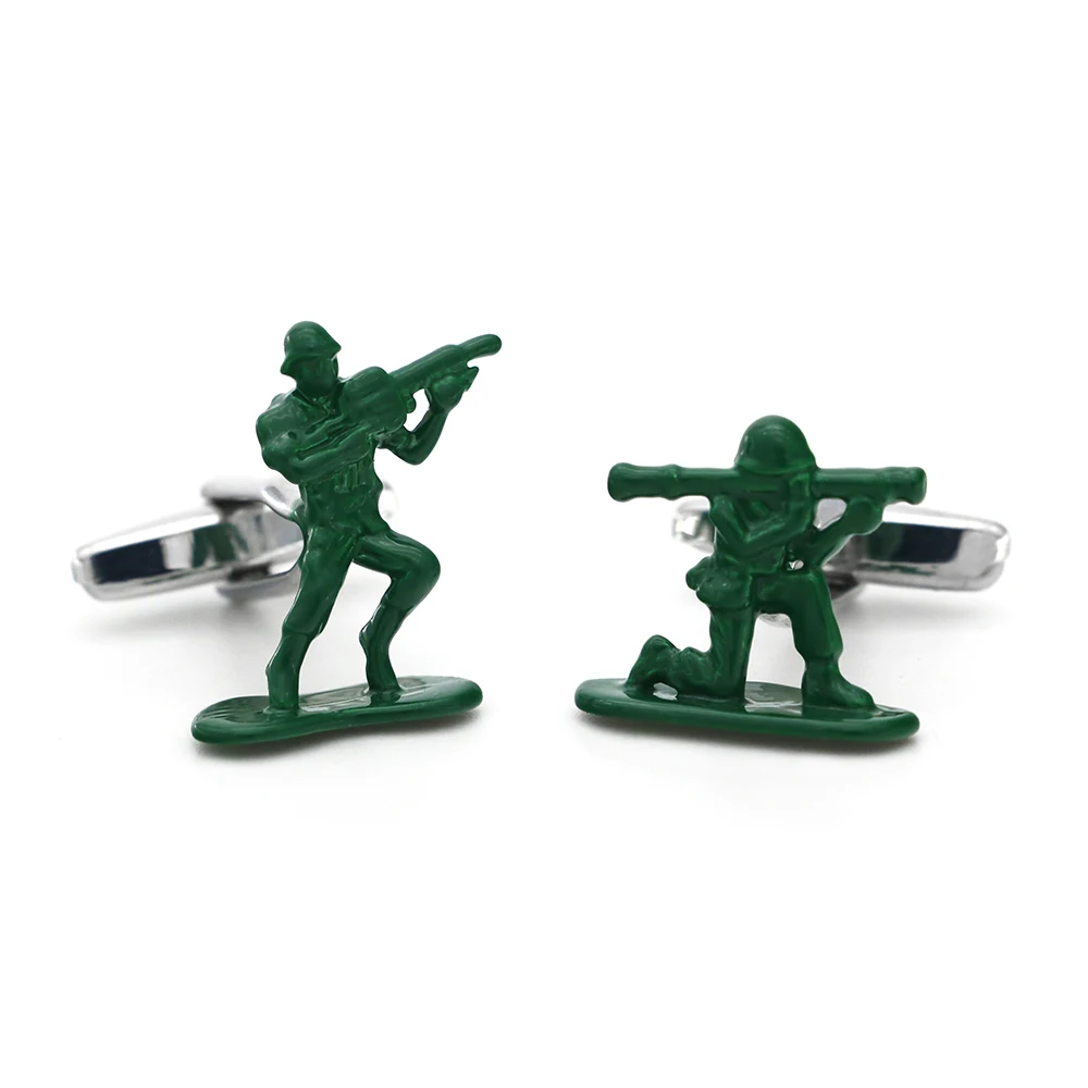 Cool Contra Cuff Links For Men Cartoon Soldiers Counter Strike Design Brass Material Green Color Cufflinks Wholesale&retail