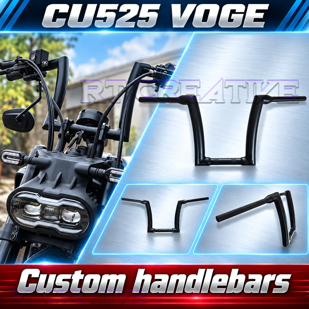 Flat Angle High Handlebar Replacement FIT For VOGE CU525 CU-525 525CU Steering Bar Modification