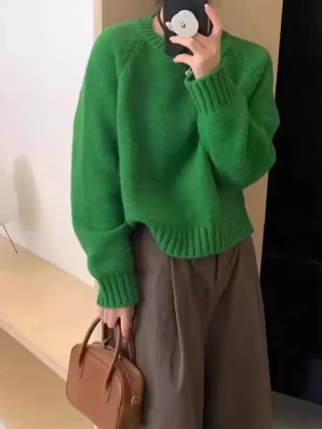 الحلوى الملونة محبوك ort Thiened سترة علوية لينة تنوعا غروب الشمس برتقالي بسيط كسول Sle قاعدة طبقة المرأة Faion