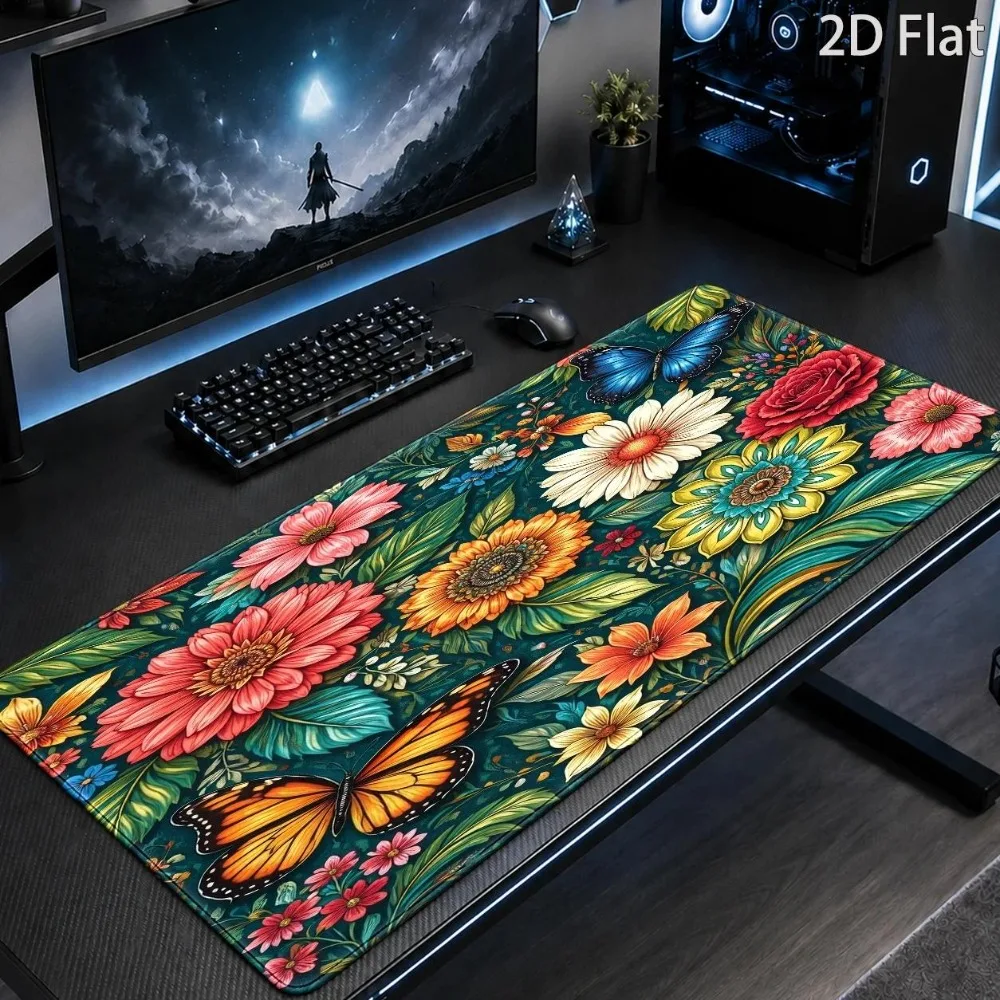 Large and bright garden tablecloth floral butterfly patterns Soft stain-resistant pc accessories alfombrillas para escritorio