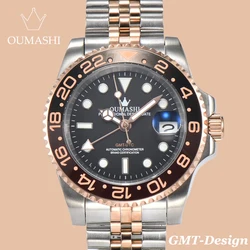 OUMASHI Design Light Luxury NH34 men's mechanical automatic 100 metre waterproof GMT watches ceramic calendar watches