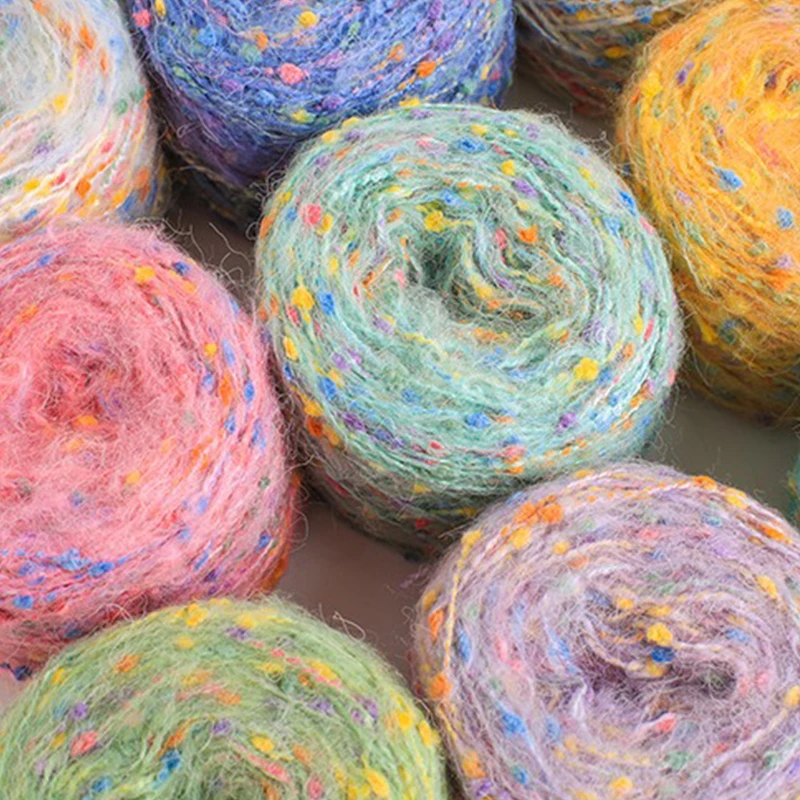 50g/ball Mohair Wool Ball Yarn Rainbow Sugar Bean Soft Warm Yarn DIY Hand Knitting Yarn Thread For Hat Sweather Scarf Plush Toys