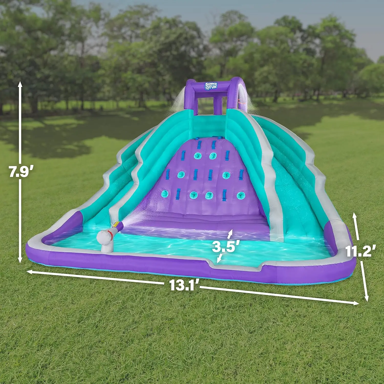 Ultra wspinacz nadmuchiwana zjeżdżalnia wodna Park-ciężki do zabawy na świeżym powietrzu-ściana wspinaczkowa, dwie zjeżdżalnie i basen pluskowy-łatwy do ustawienia U