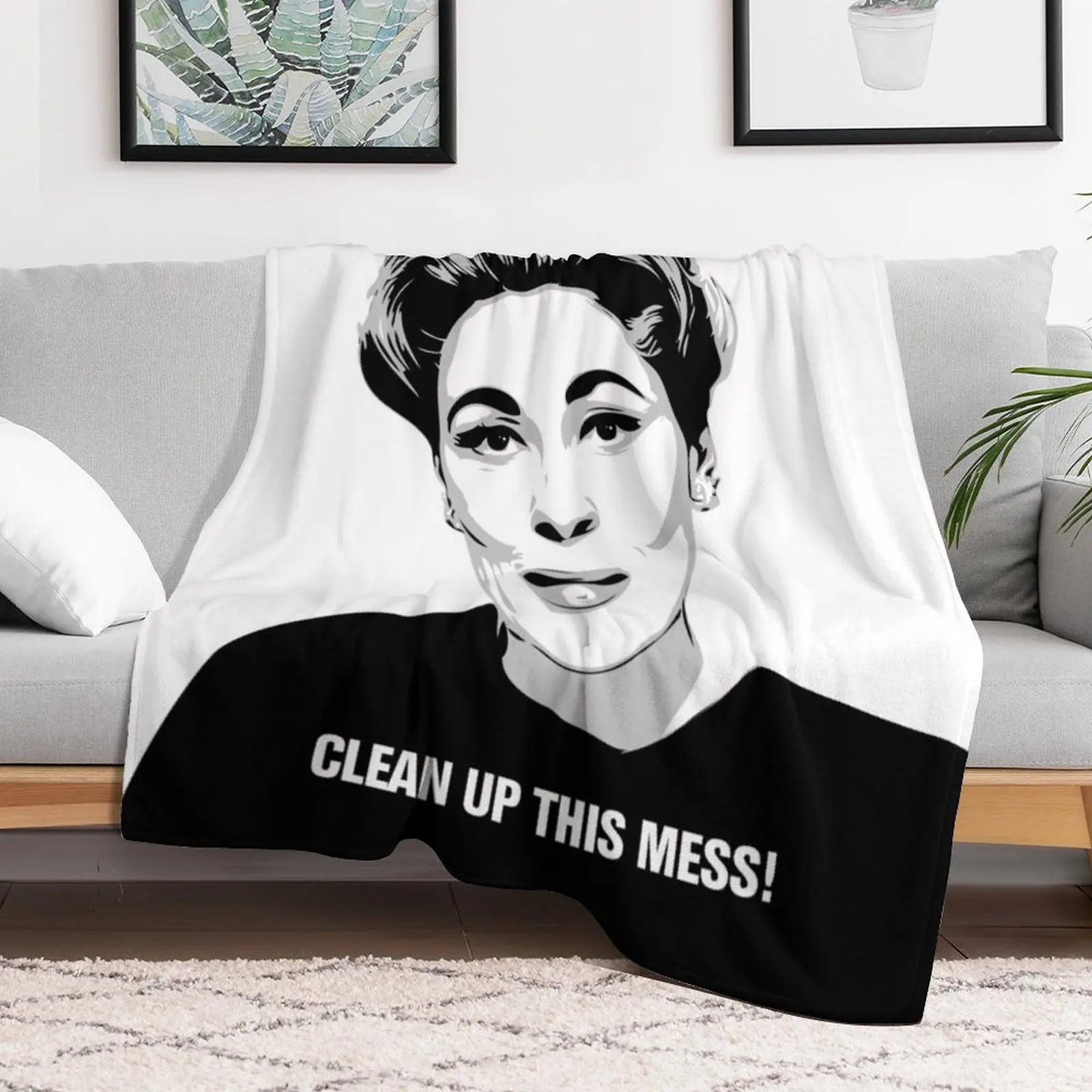 Mommie Dearest Clean up this Mess! Pop Art Throw Blanket Multi-Purpose Furry Bed covers Blankets