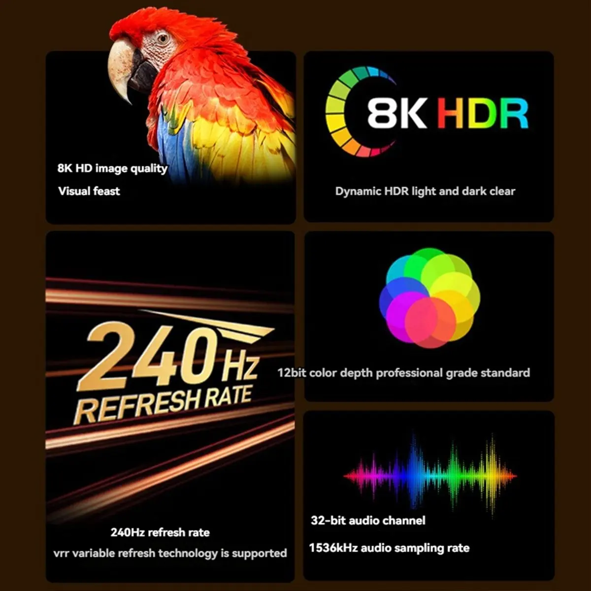DP1.4 8K 60Hz Displayport Cable DP Cable 4K 144Hz Shielded HDR 32Gbps Video Audio Cable for Laptop TV Projector 3 Meter
