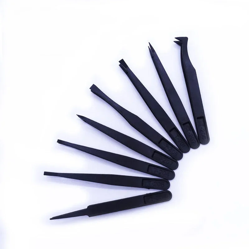 Anti-Static Carbon Fiber Tweezers Kit Industrial Precision Straight Tweezers Repair Tool Eyebrow DIY Resin Glue Tool Bead Clip