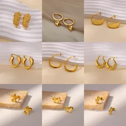 Delicate C-Shape Earrings For Women Gold Color Stainless Steel Waterproof Pierced Earring 2024 Trends Aesthetic Jewelry Gift