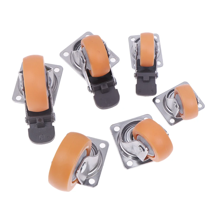 1PC DIY Accessories 1.25/1.5/2 Inch Orange Swivel Castor Trolley Rubber Furniture Table And Chair Mini Casters Wheels