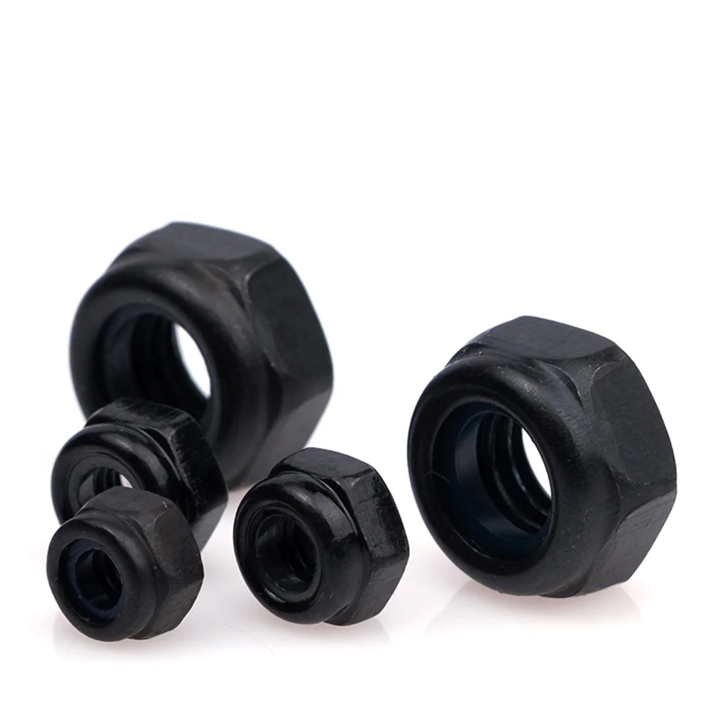 

M2 M2.5 M3 M4 M5 M6 M8 M10 M12 Black Zinc Plated Nylon Hex Non-slip Anti-loose Self-locking Insert Nut