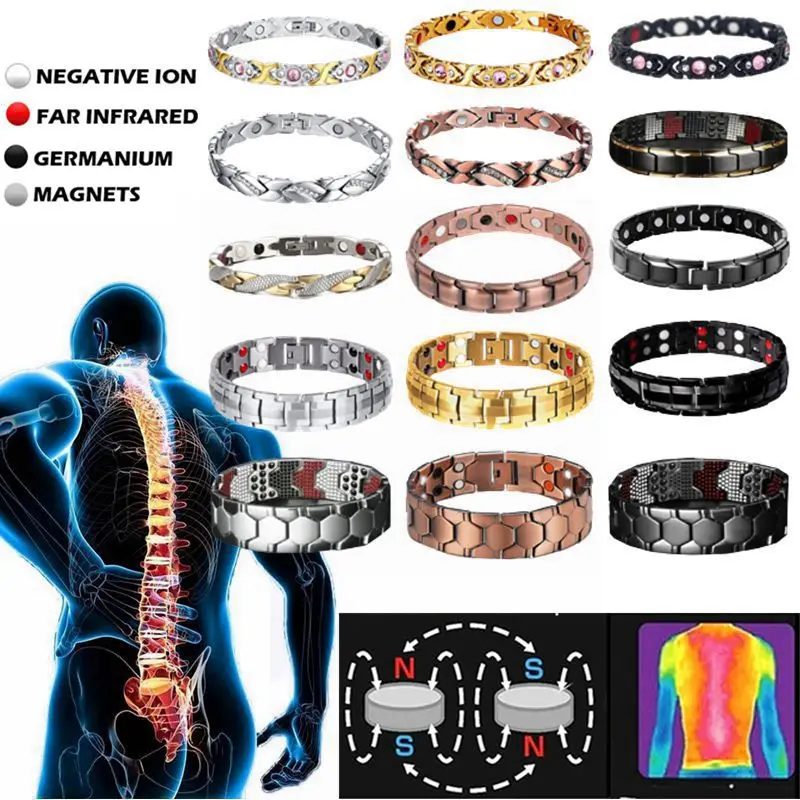 Healthy Bio Magnetic Bracelets for Women Men Therapy Bracelet Pain Relief Arthritis Magnet Bangle Carpal Tunnel Syndrome Jewelry