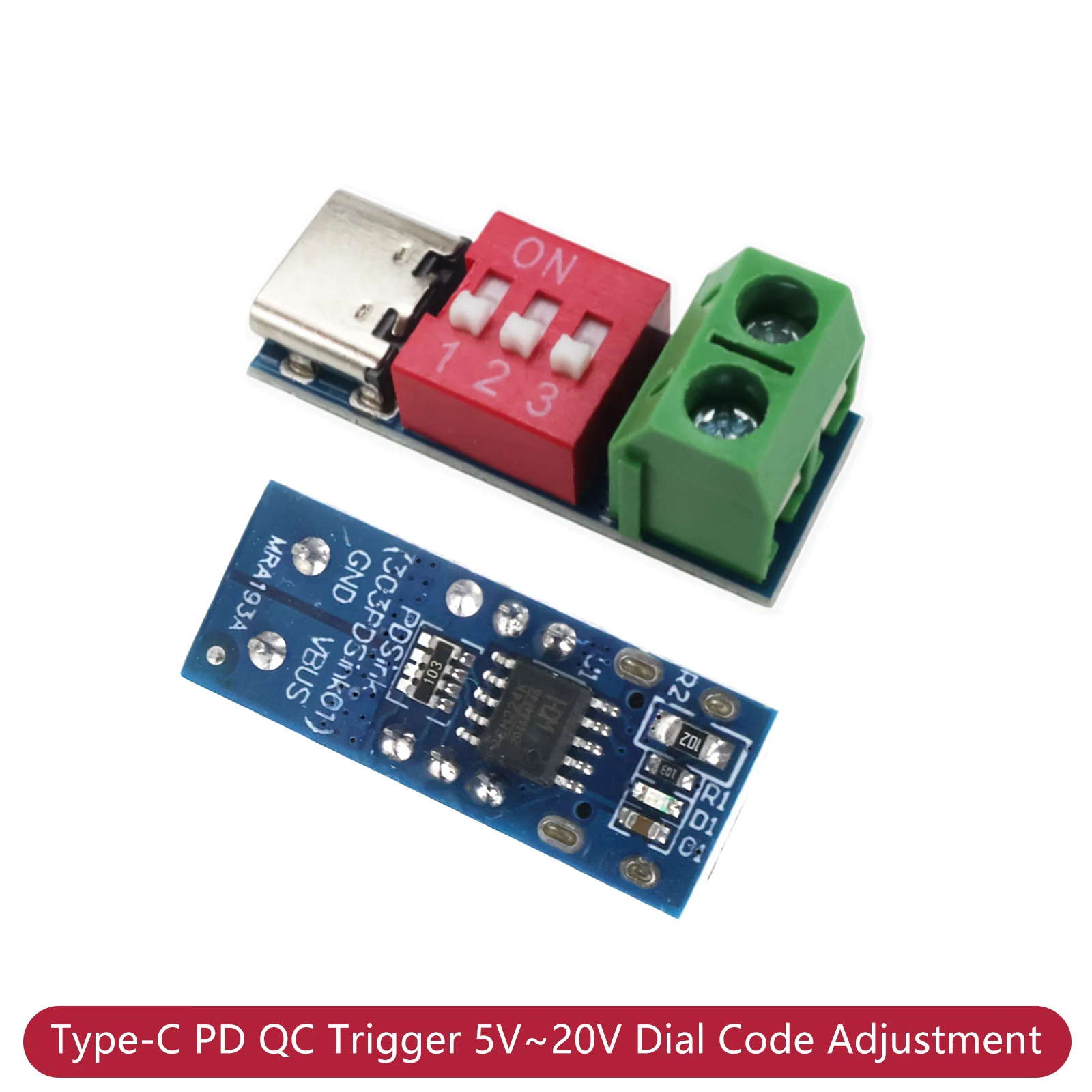 1-20Pcs Type-C PD QC Trigger 5V-20V Dial Code Adjustment 100W Fast Charging Decoy Module DIP Switch for DIY Power Supply