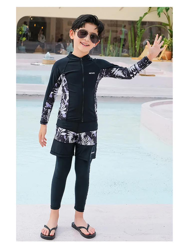 Boys\' Girls Swimwear Kids Long Sleeve 3-4pcs Rash Guard Tops and Bottoms Full Body UV Sun Protection in 3-10 Years Wetsuit