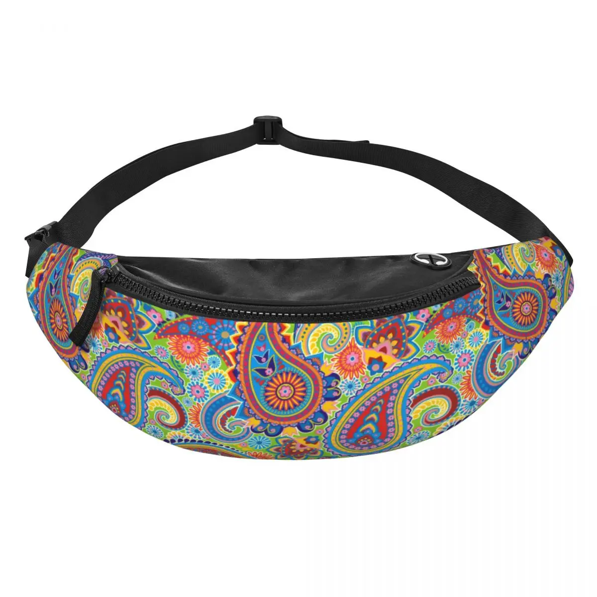 Custom Cool Ethnic Bohemia Style Paisley Bandana Fanny Pack Men Women Crossbody Waist Bag for Traveling Phone Money Pouch