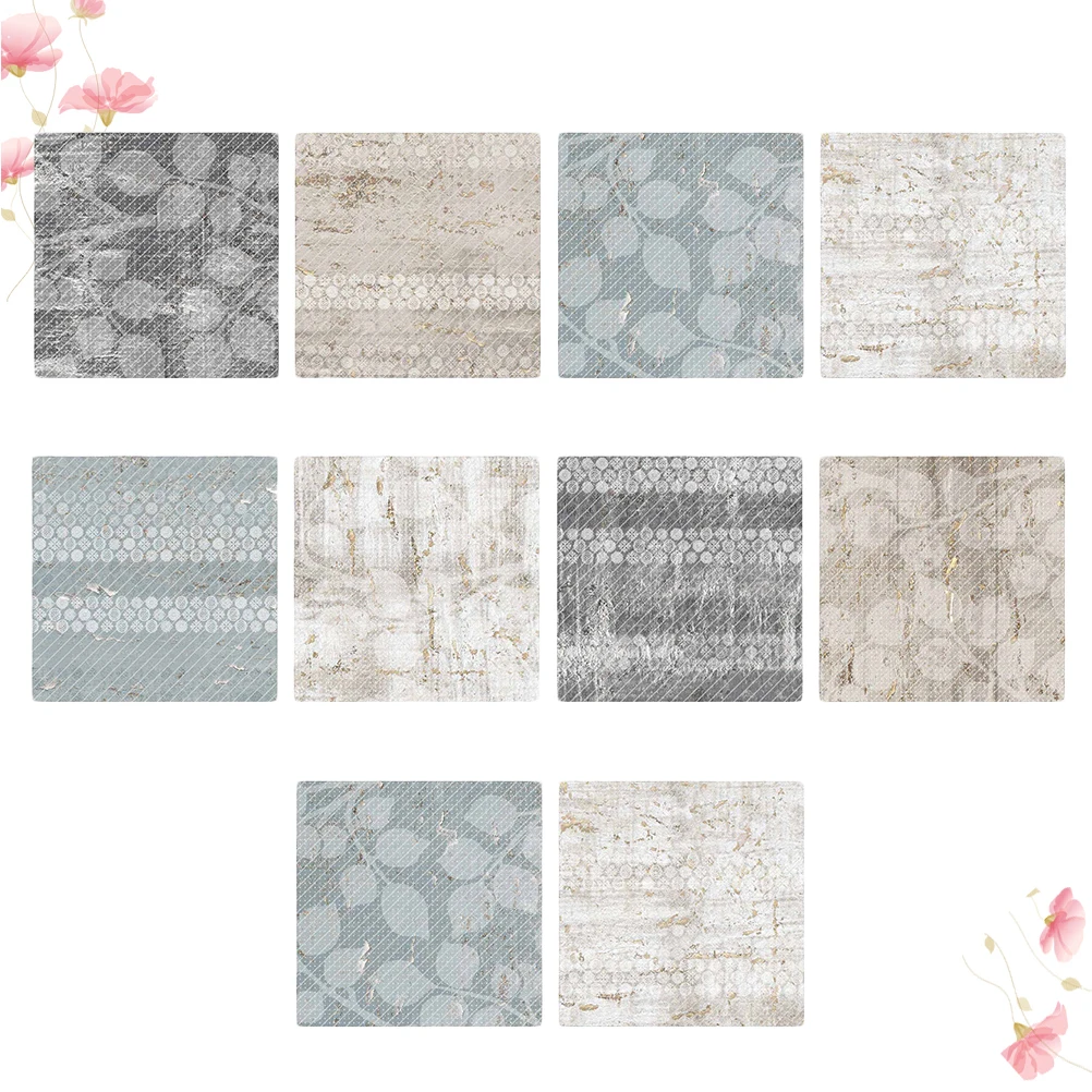 

10 Pcs Anti Slip Wear Resistant PVC Tile Stickers Marble Wall Waterproof Diagonal Bathroom Floor Tiles Adhesive For Smooth