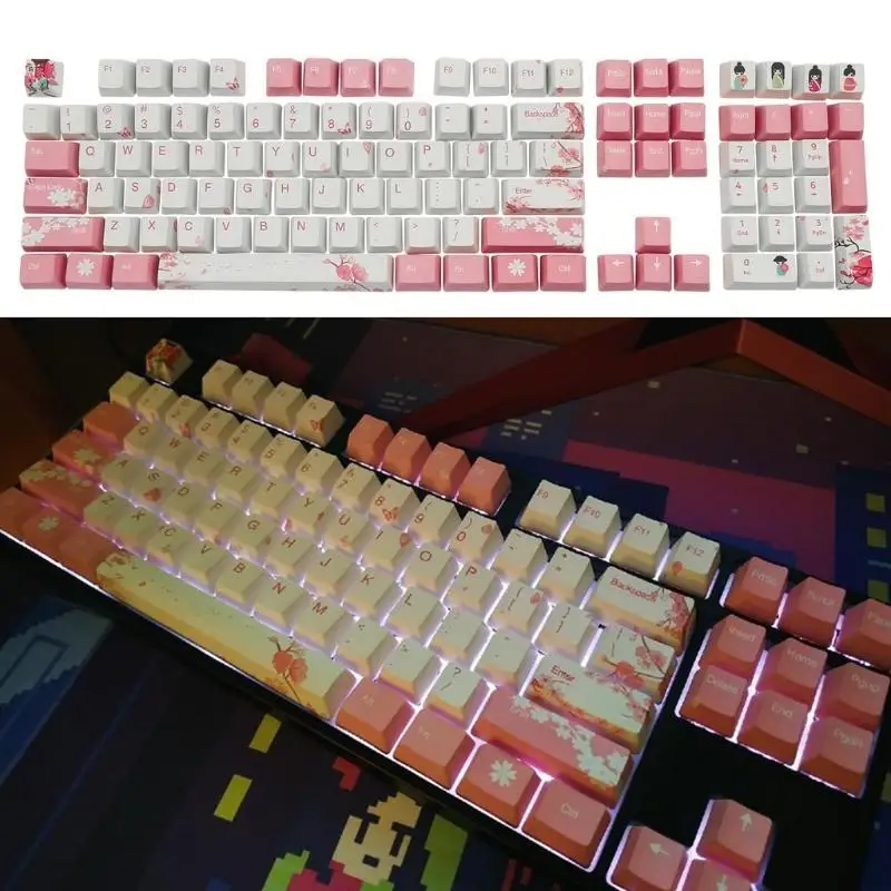 R53C 108 Tasten, OEM-Profil, individuelle Tastenkappen, PBT-Farbsublimation für Cherry MX-Schalter – Detail 8