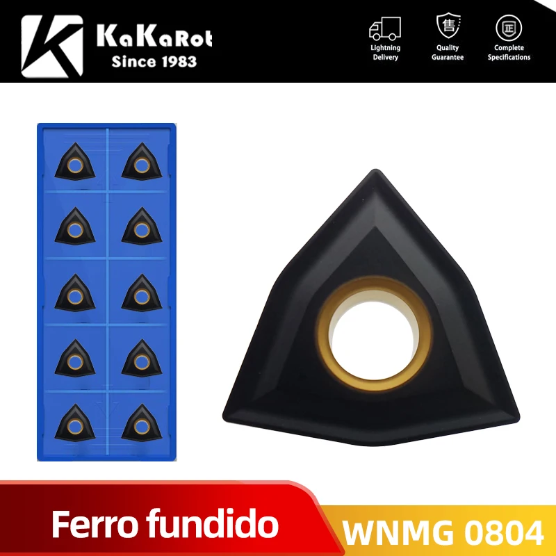 Kakarot inserção de carboneto de ferro fundido wnmg080404 uc5115 wnmg 080408 ferramentas torneamento al torno cnc cortador 10 pçs lâmina placa cortador