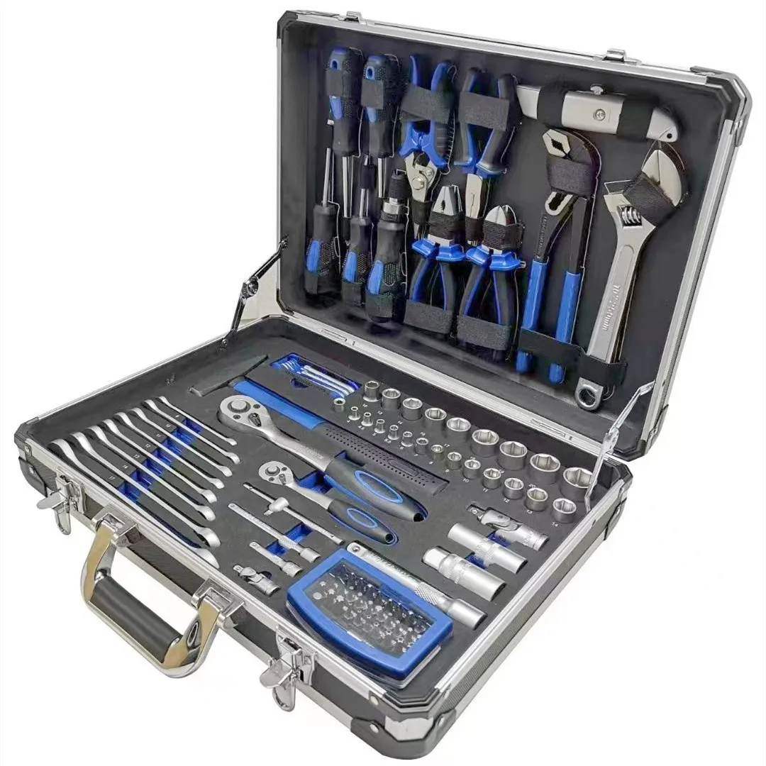 Set di utensili manuali OEM di alta qualità Kit di strumenti di riparazione auto Cassetta degli attrezzi meccanica Kit di cacciaviti a cricchetto per chiavi in acciaio con presa domestica