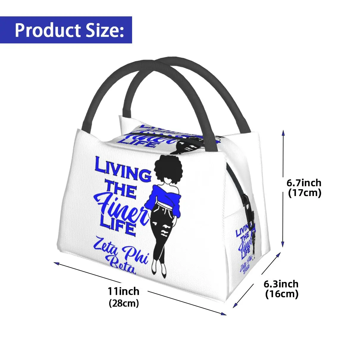Zeta Phi Beta Sorority Logo Insulated Lunch Bag for Women Kids Leakproof Food Boxes Thermal Lunch Box Tote