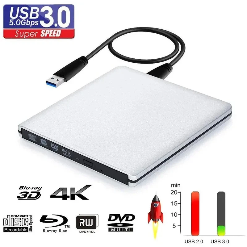 

Популярные ультратонкие внешние накопители, поддерживающие запись 4K Blu-Ray, воспроизведение DVD, чтение и запись 3D Blu-Ray, USB 3.0.