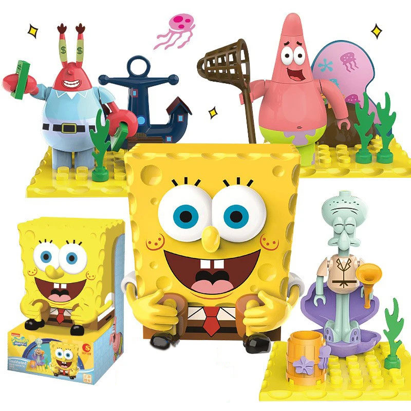

SpongeBob SquarePants Handmade Doll Desktop Ornament Pie Star Crab Boss Octopus Brother Cartoon Doll Children's Gift Toy