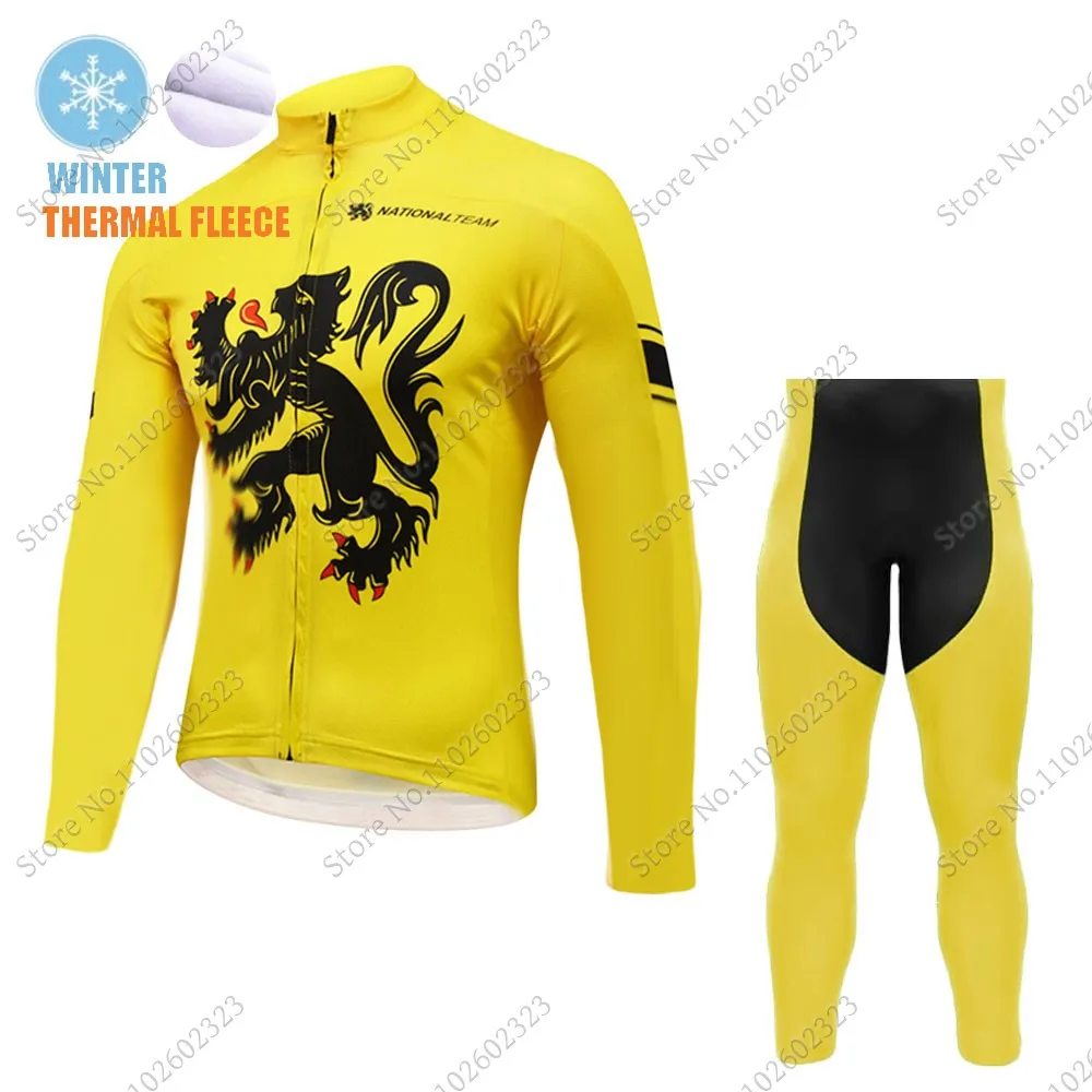 2024 Flanders Cycling Jersey Set Belgium Long Sleeve Cycling Vintage Clothing Road Race Bike Jacket Suit MTB Maillot