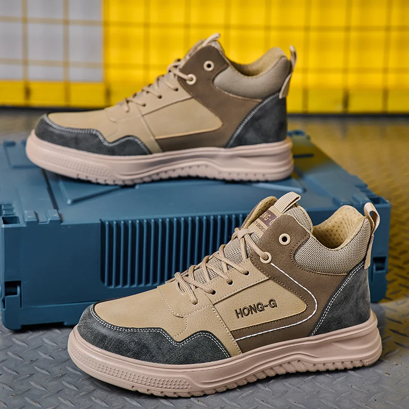 

Steel Toe Safety Shoes Men, Anti-Puncture Anti-Smash Non Slip Industrial Work Boots, Lightweight CE New Work Safety Shoes