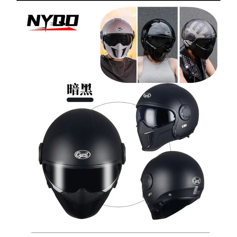 

Retro Motorcycle Helmet Four Seasons Double Visor 3/4 Open Face Removable Safety Light Weight Certified Moto Helmet Casco