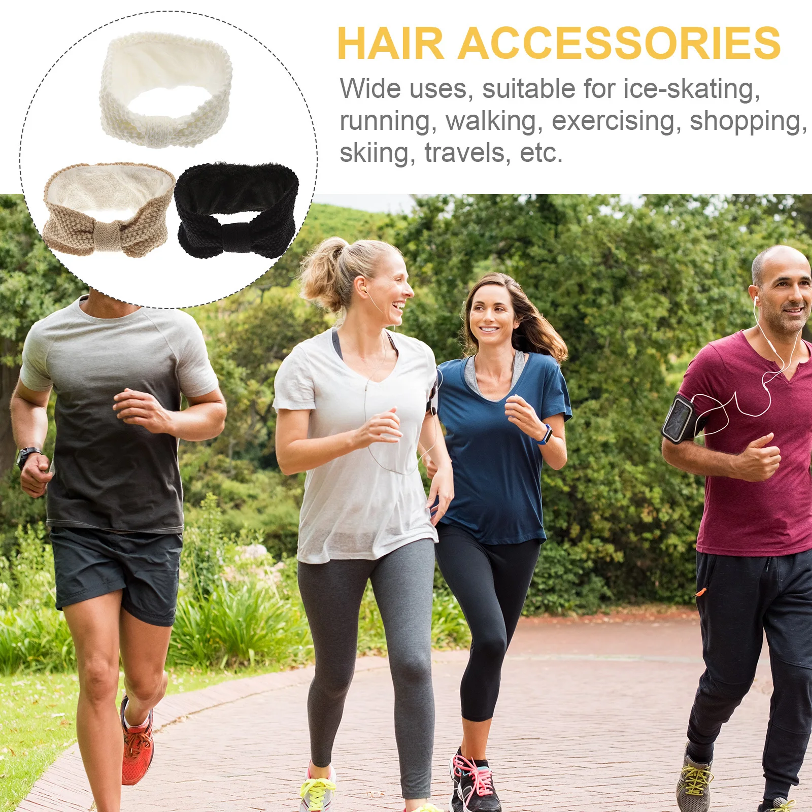 

3Pcs Knit Winter Headbands Women Ear Warmers Thick Stretch Warm Wraps for Cold Weather Outdoor Activities Skiing Running