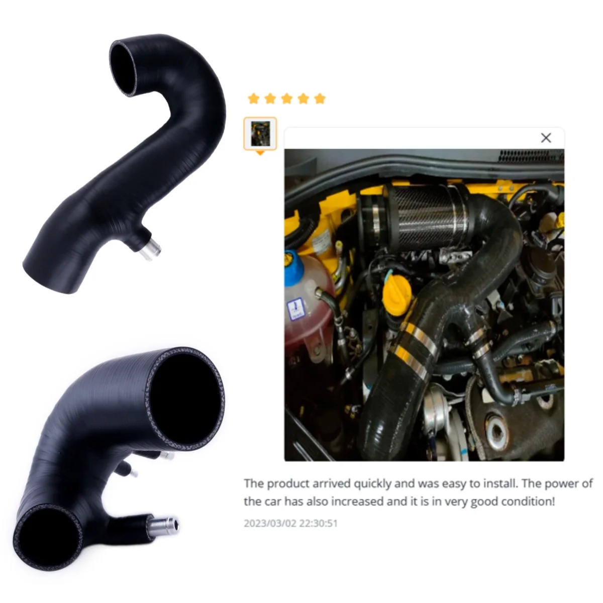 2PCS Matt Black Silicone Air Inlet Intake Induction Hose Pipe Tube Set Kit for Fiat Abarth 500 595 695 Garrett Turbo 180PS 180HP