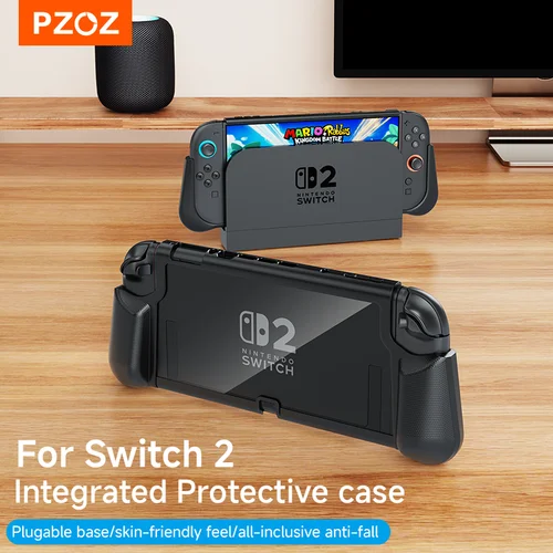 Imagen 2 del producto PZOZ-funda con soporte para Nitendo Switch 2, funda OLED con mango extraíble, cubierta protectora, base enchufable, accesorios ultrafinos