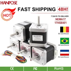 Free Shiping 5pcs Nema17 Stepper Motor 4-lead 48mm 78Oz-in 1.8A 42BYGH 17HS8401 motor for mini cnc 3D printe