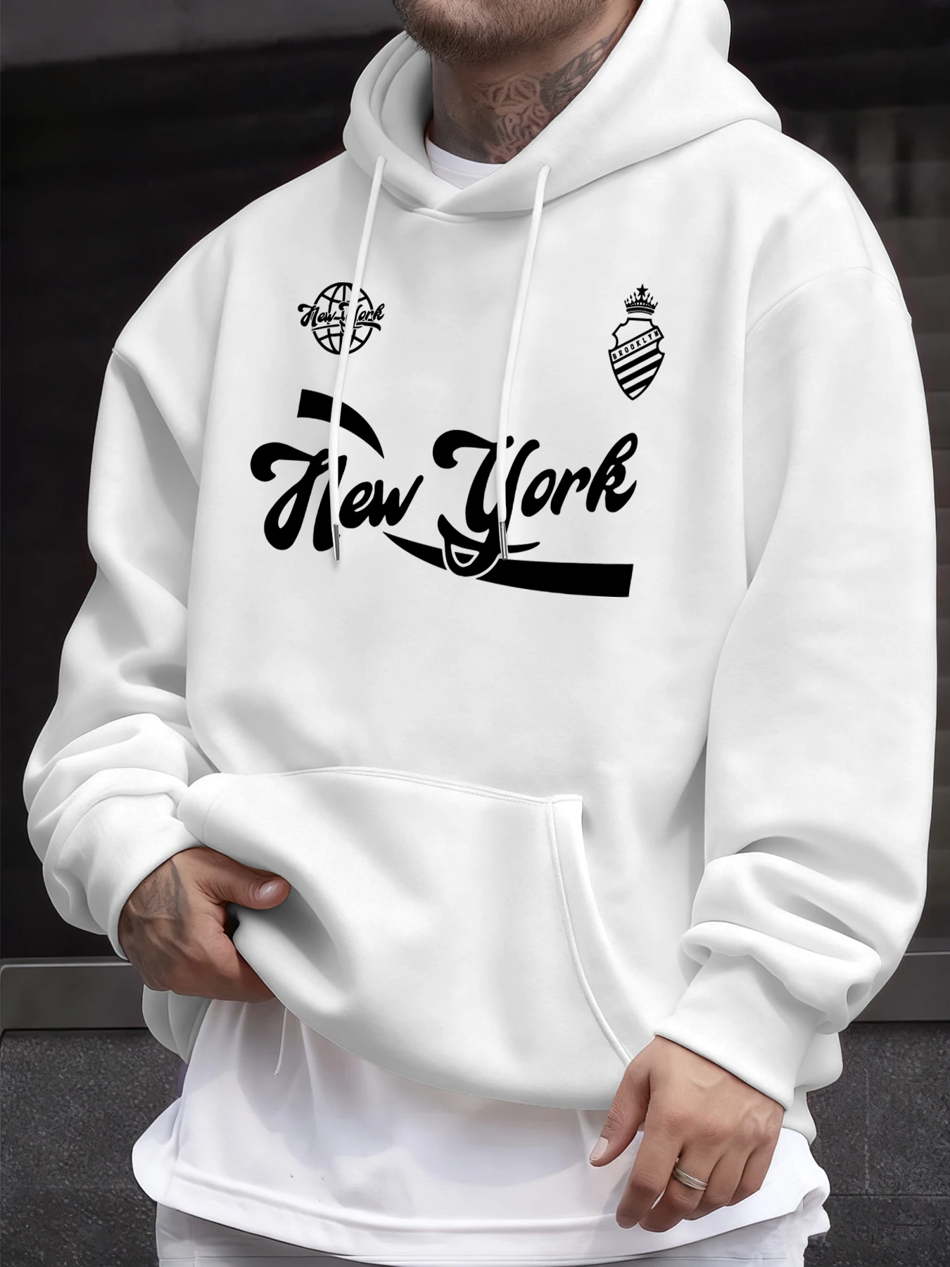 نيويورك بروكلين لافتة للنظر يطبع رجل هوديس الهيب هوب هودي عادية الصوف لينة ملابس رياضية الخريف الملابس سترة الموضة #1