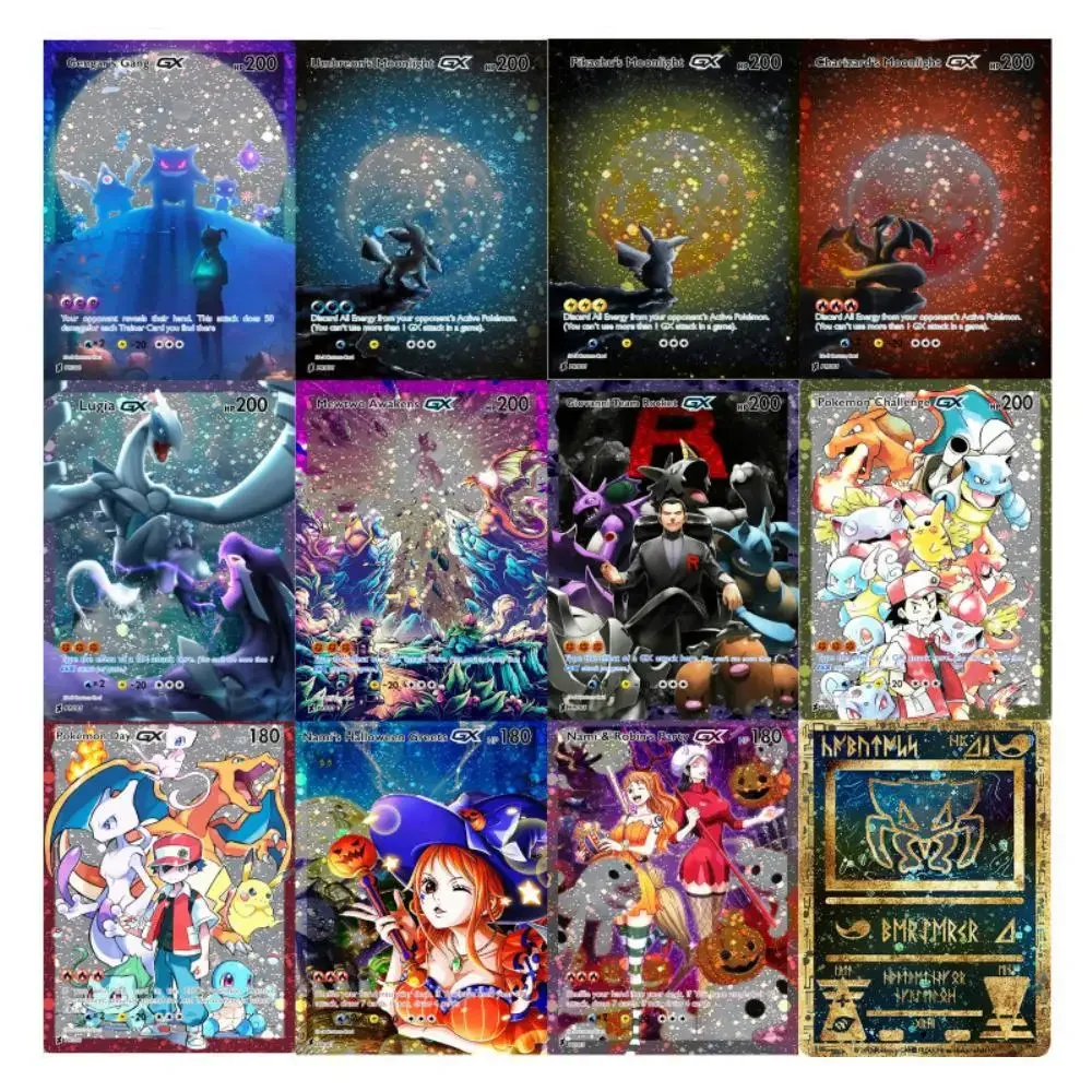 Pokemon Diy Self Made Starry Sky Full Image English Version Ptcg Single Flat Card Game Anime Collection Cards Gifts Toys