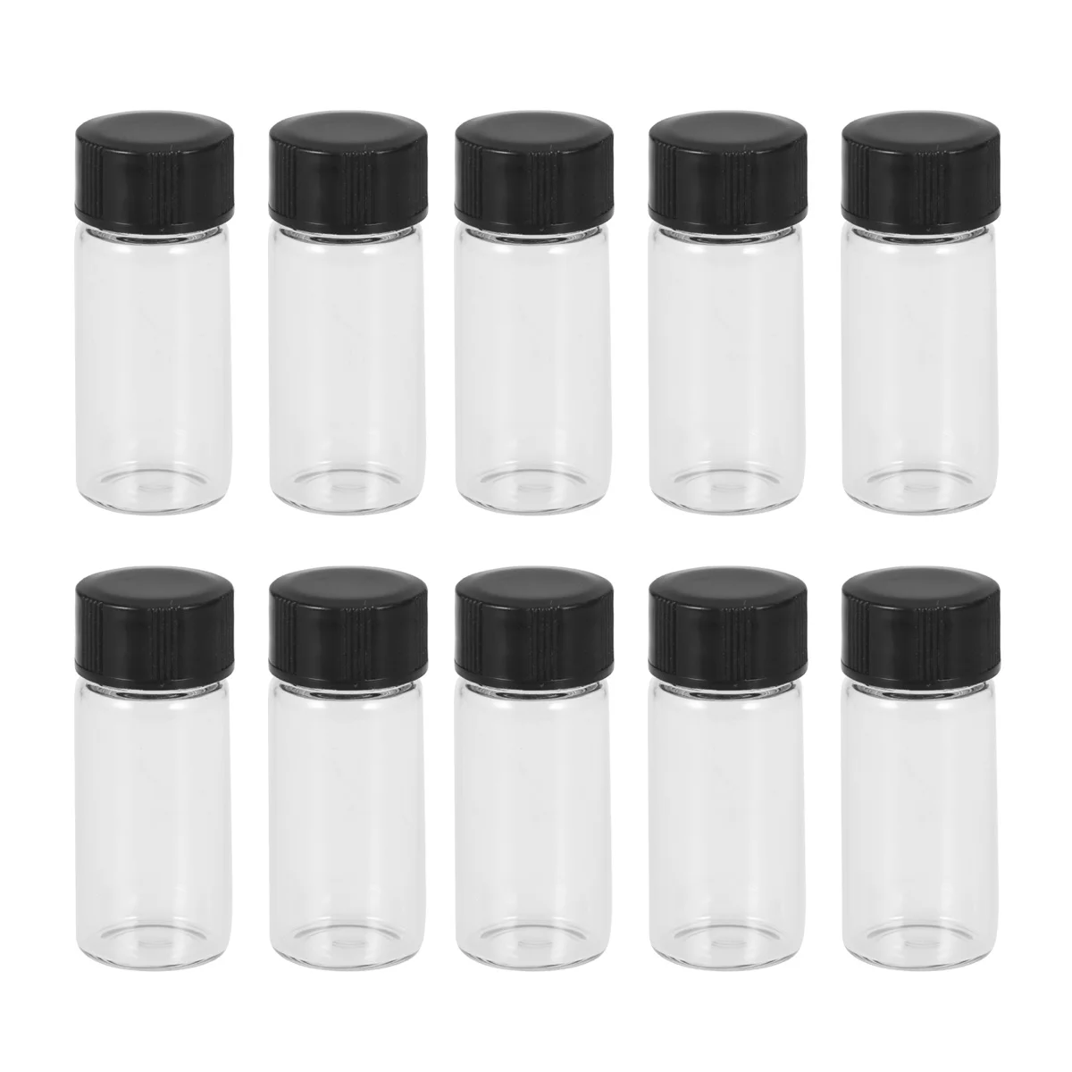 

20Pcs Glass Sample Bottles Transparent Thread Sealed Storage Containers Reagent Vials Clear Small Bottles Black Lid